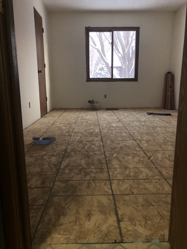 Master Bedroom with new OSB subfloor