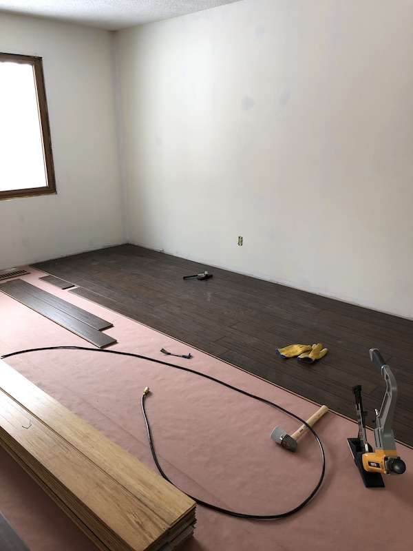 Floor started in the bedroom