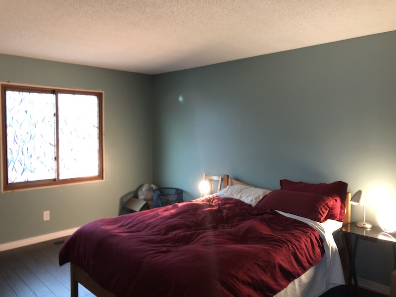 Bed and boxes moved upstairs.