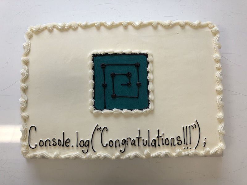 Playfair's graduation cake: Console.log(Congratulations);