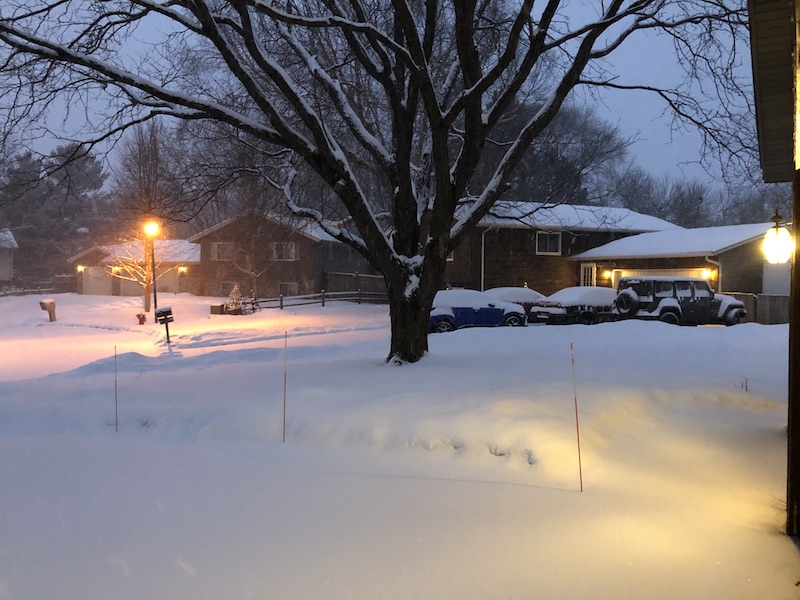 Driveway and walk before shoveling.