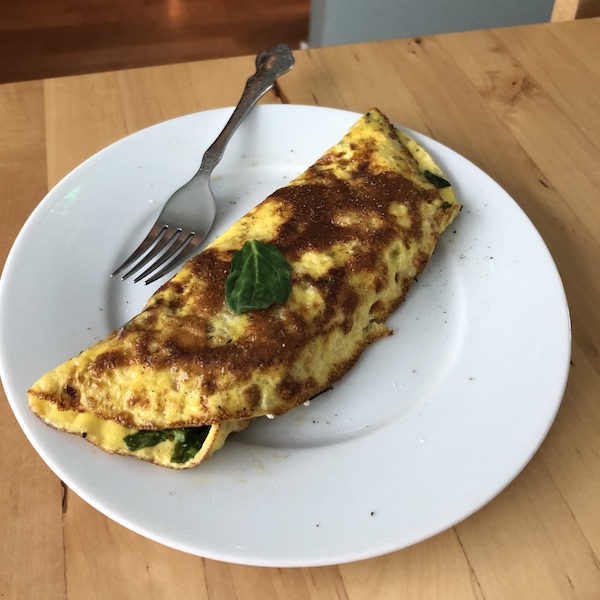 Homemade spinach omlette.