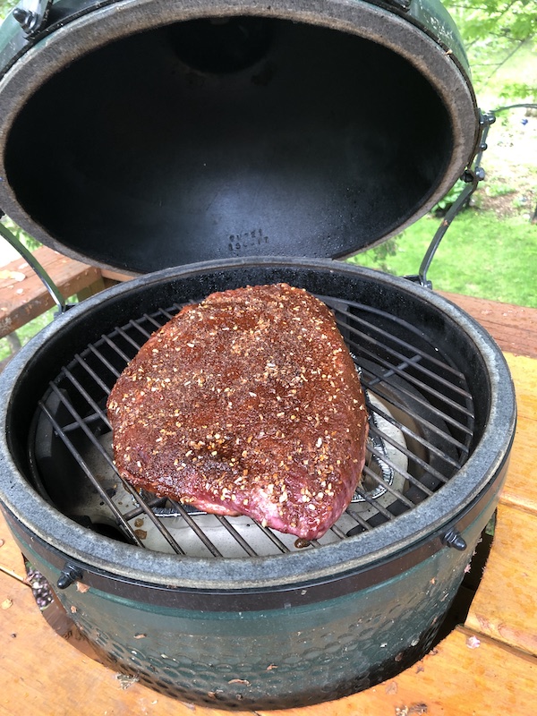 Beef brisket on the grill.