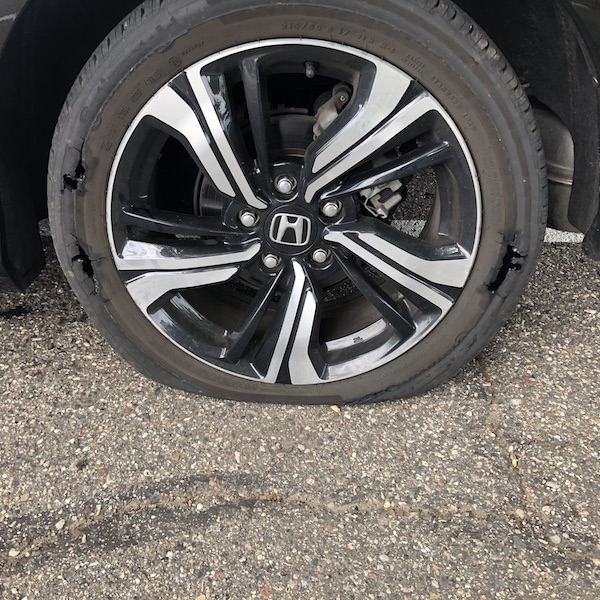 The blown-out tire