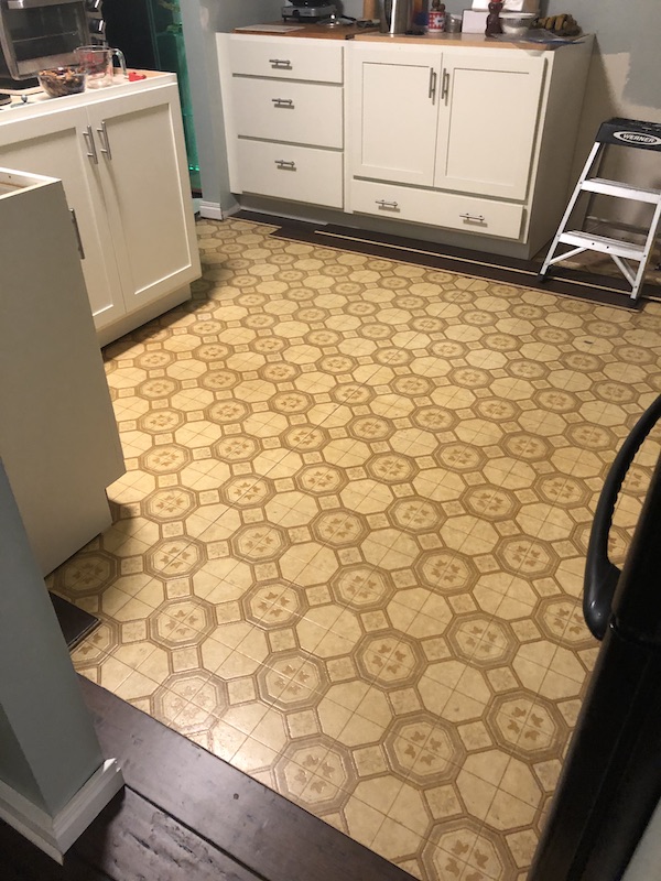 Old yellow diamond vinyl floor