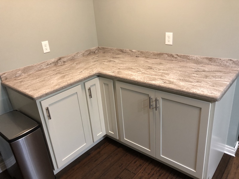 New cabinets & countertop space in the corner.