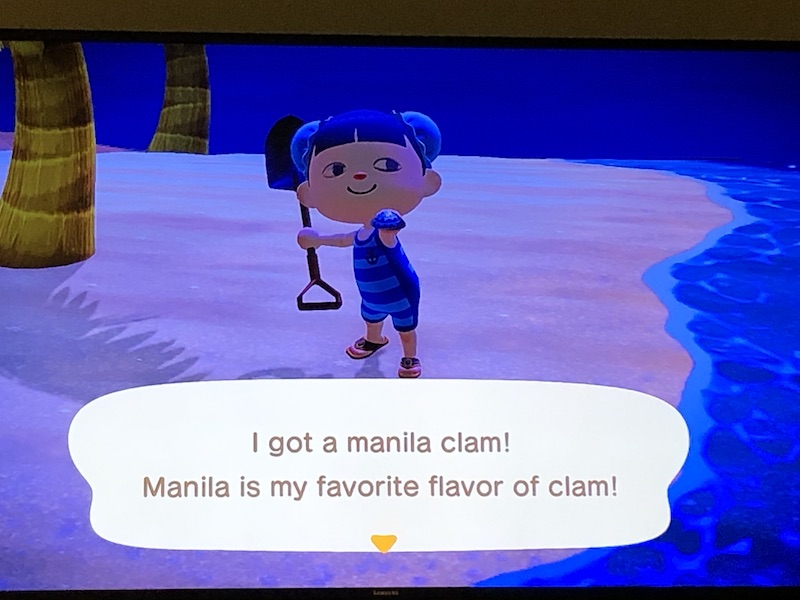 I got a manilla clam! Manilla is my favorite flavor of clam!