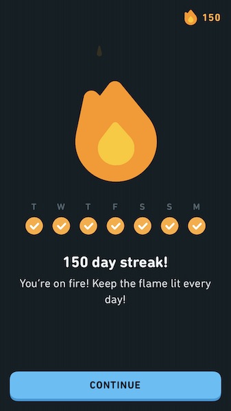 150 day Duolingo streak