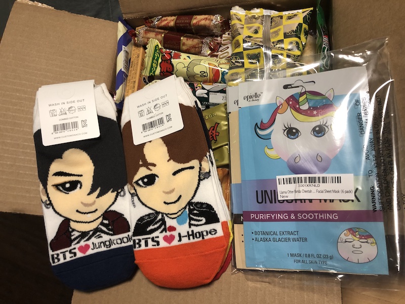 BTS socks, Korean sheet masks & snacks