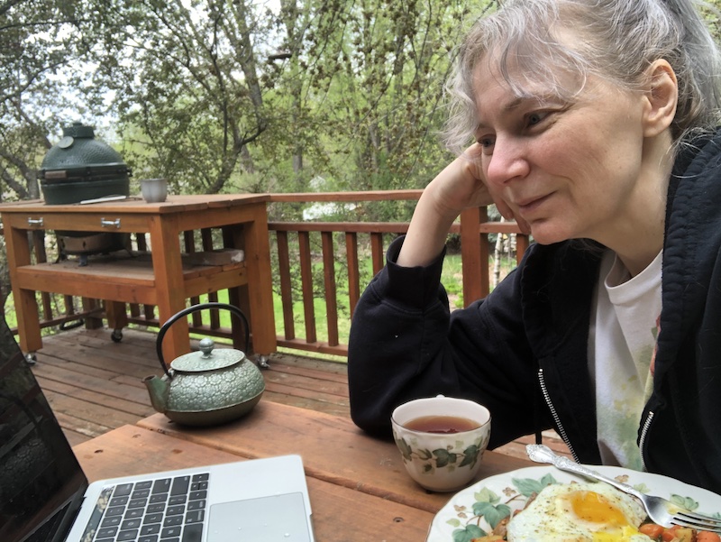 Enjoying breakfast on the deck