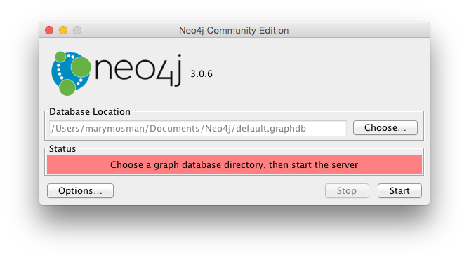 Screenshot of initial configuration screen.