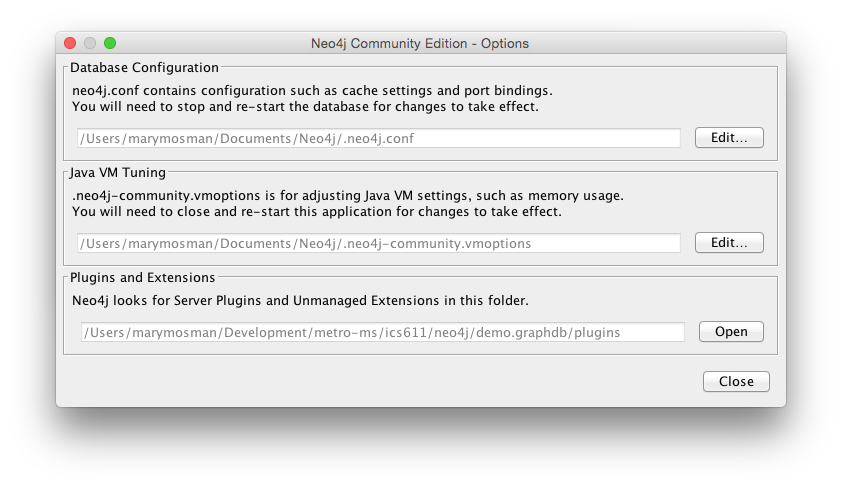 Screenshot of configuration options screen.